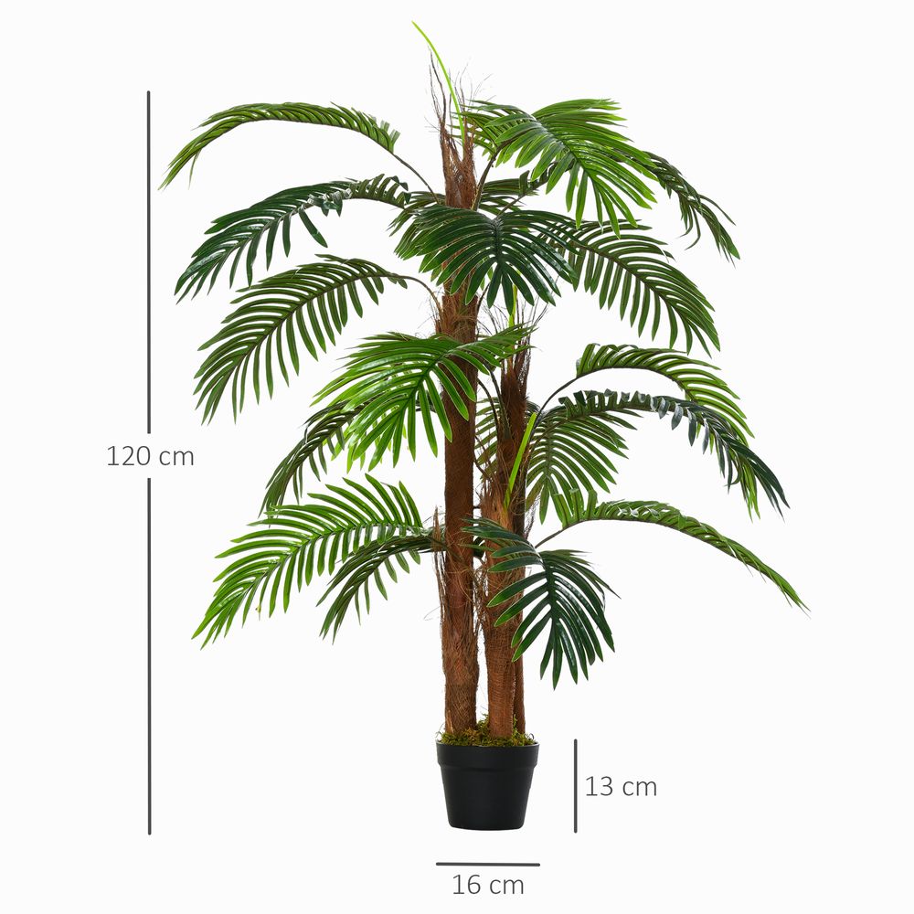 120cm/4FT Artificial Palm Tree Decorative Plant 19 Leaves Nursery Pot Outsunny - anydaydirect