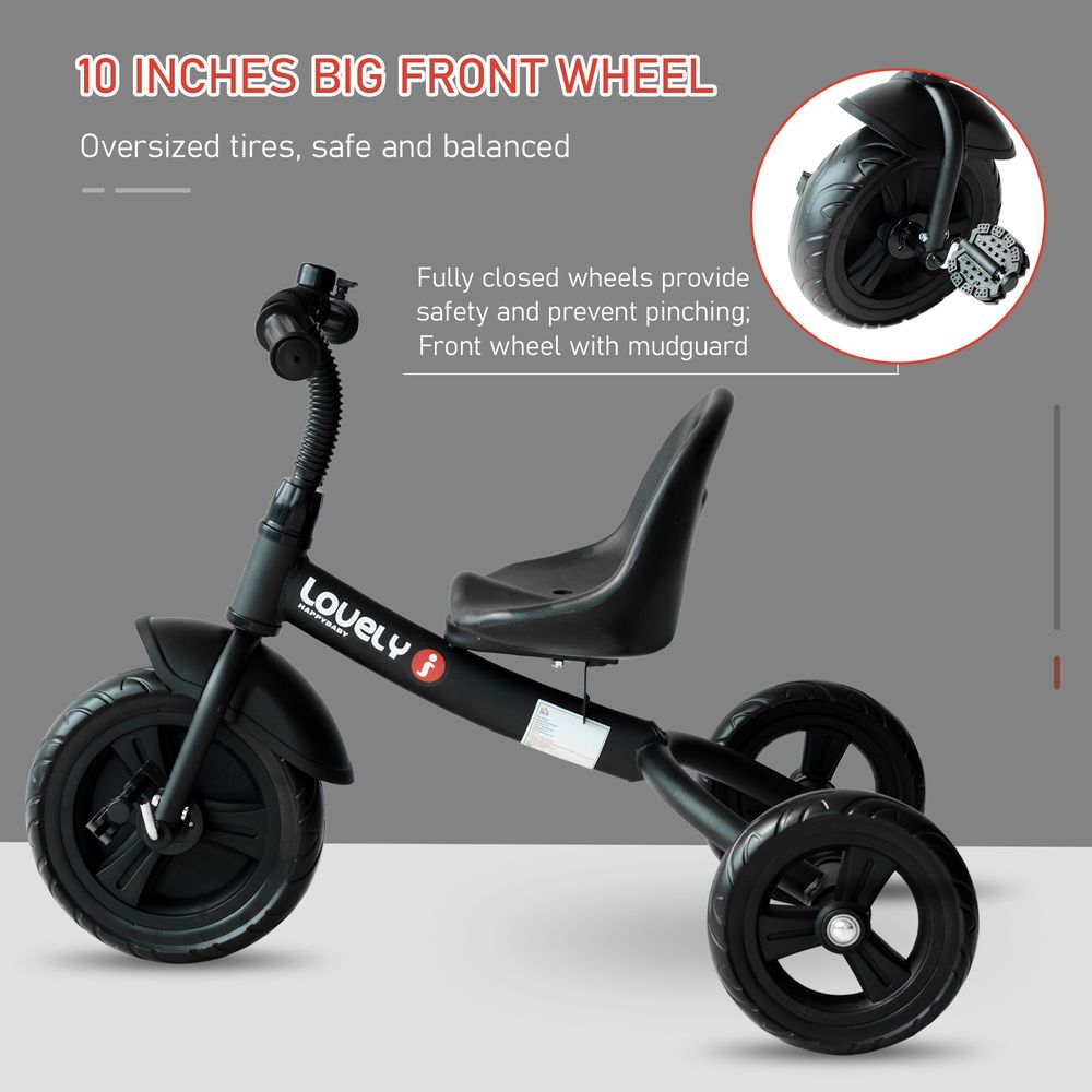 Baby Kids Children Toddler Tricycle Ride on Trike W/ 3 Wheels Black HOMCOM - anydaydirect