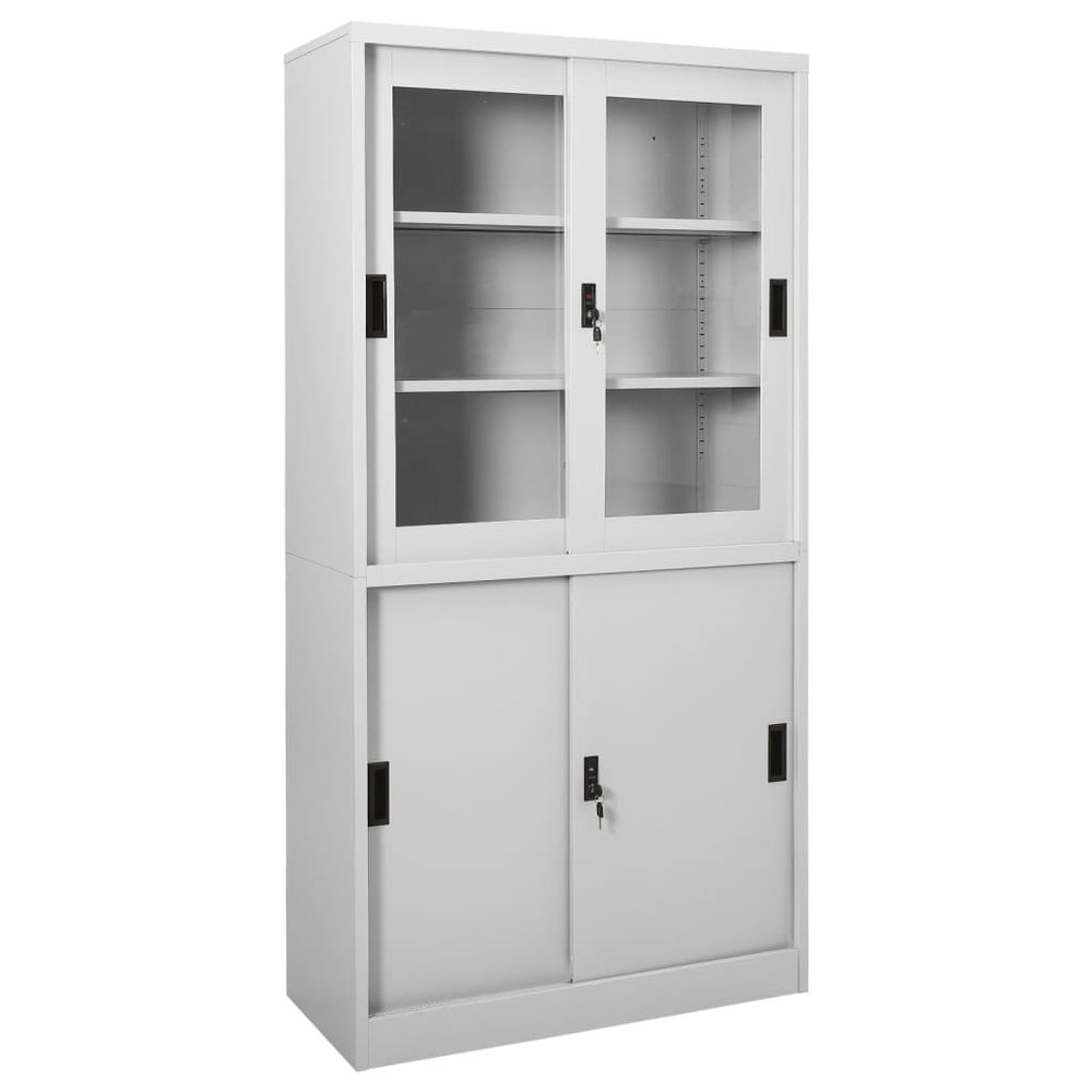 Office Cabinet with Sliding Door White 90x40x180 cm Steel - anydaydirect