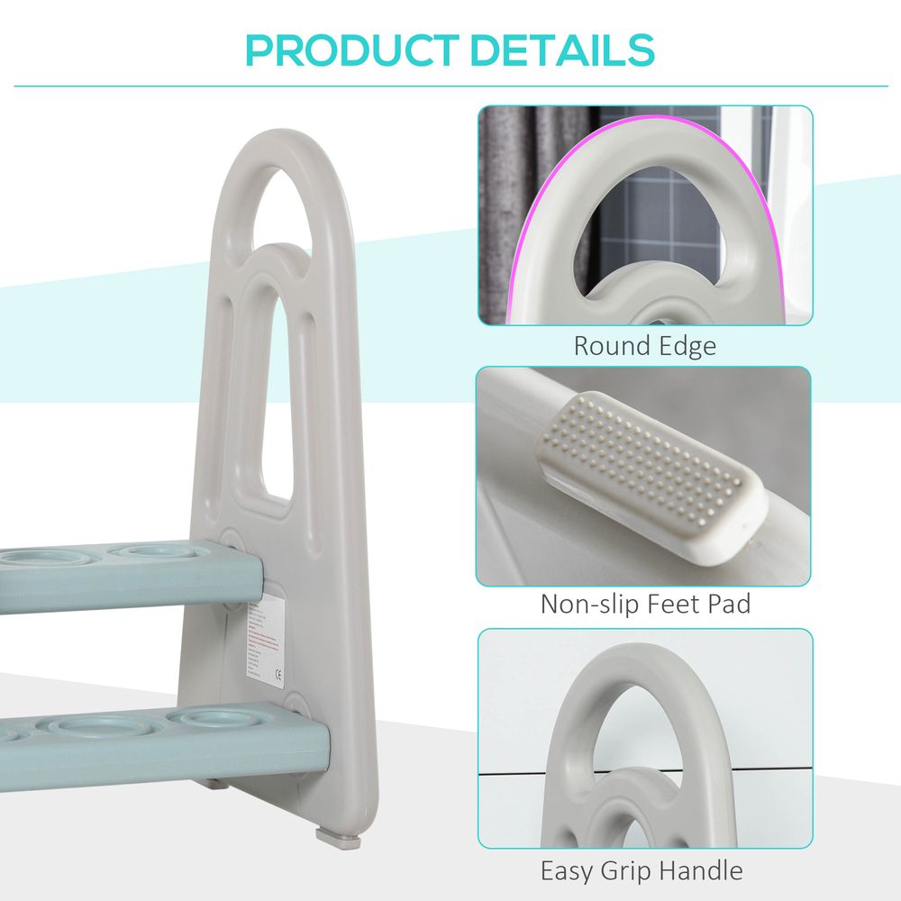 Two-Step Stool for Kids Toddlers with Handle for Toilet Potty Training HOMCOM - anydaydirect