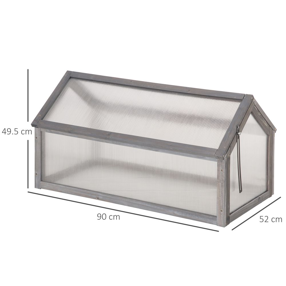 Wooden Cold Frame Greenhouse PC 90 x 52 x 50cm, Grey House, - anydaydirect
