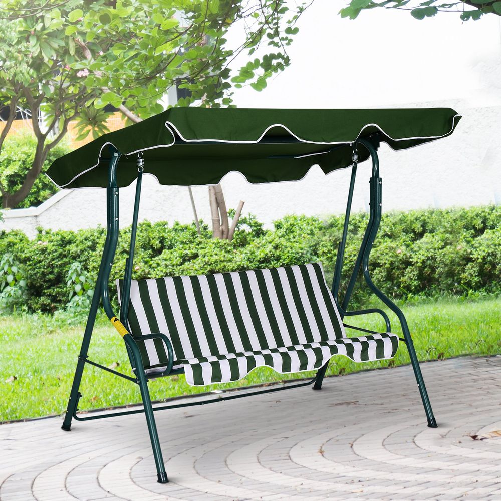 Steel 3-Seater Swing Chair w/ Canopy - anydaydirect