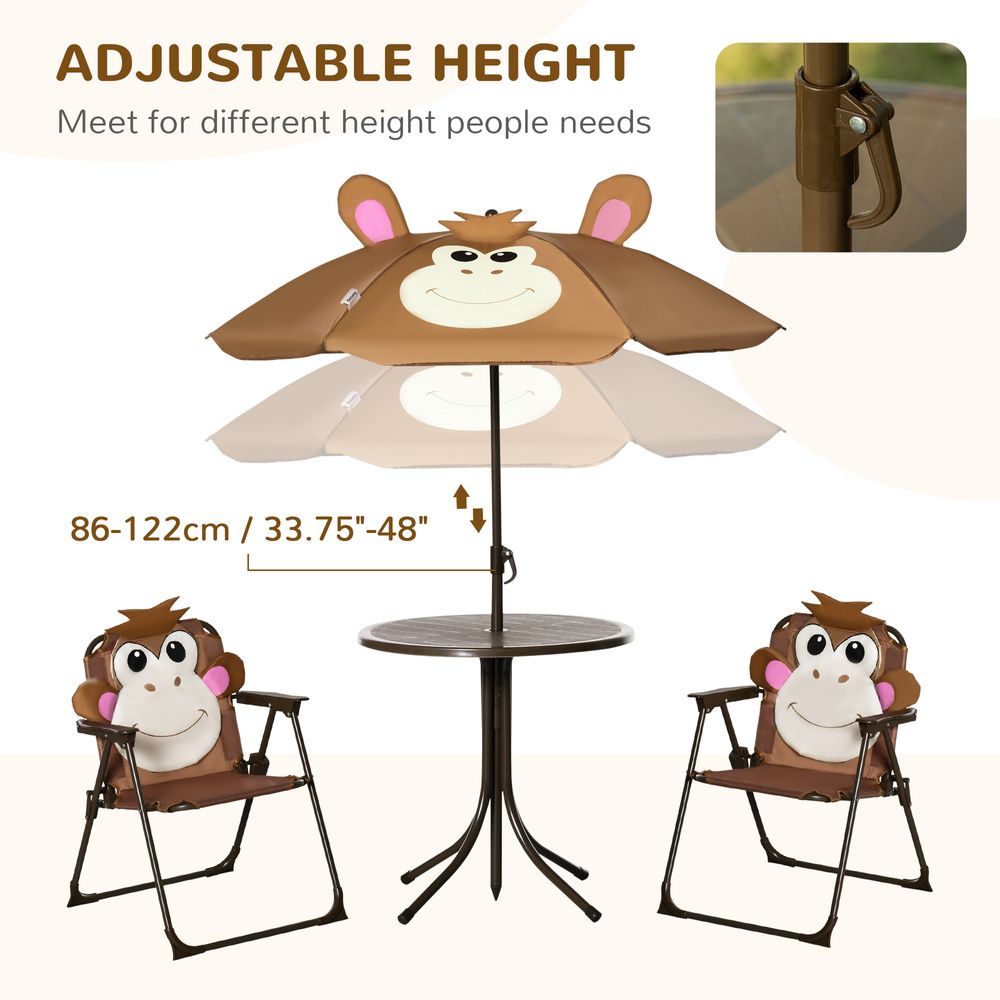 Kids Foldable Four-Piece Garden Set Table, Chairs, Umbrella - anydaydirect