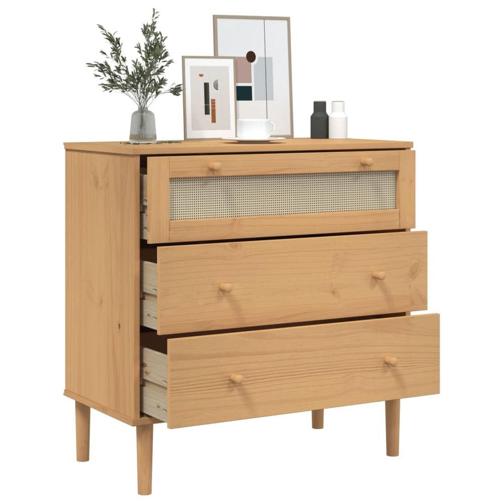 vidaXL Drawer Cabinet SENJA Rattan Look Brown 80x40x80 cm Solid Wood Pine - anydaydirect