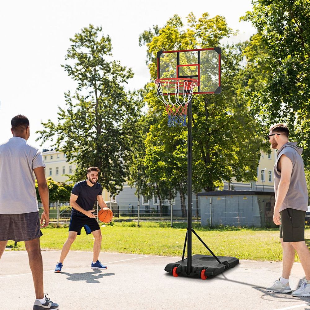 SPORTNOW Kids Adjustable Basketball Hoop and Stand w/ Wheels, 1.8-2m - anydaydirect