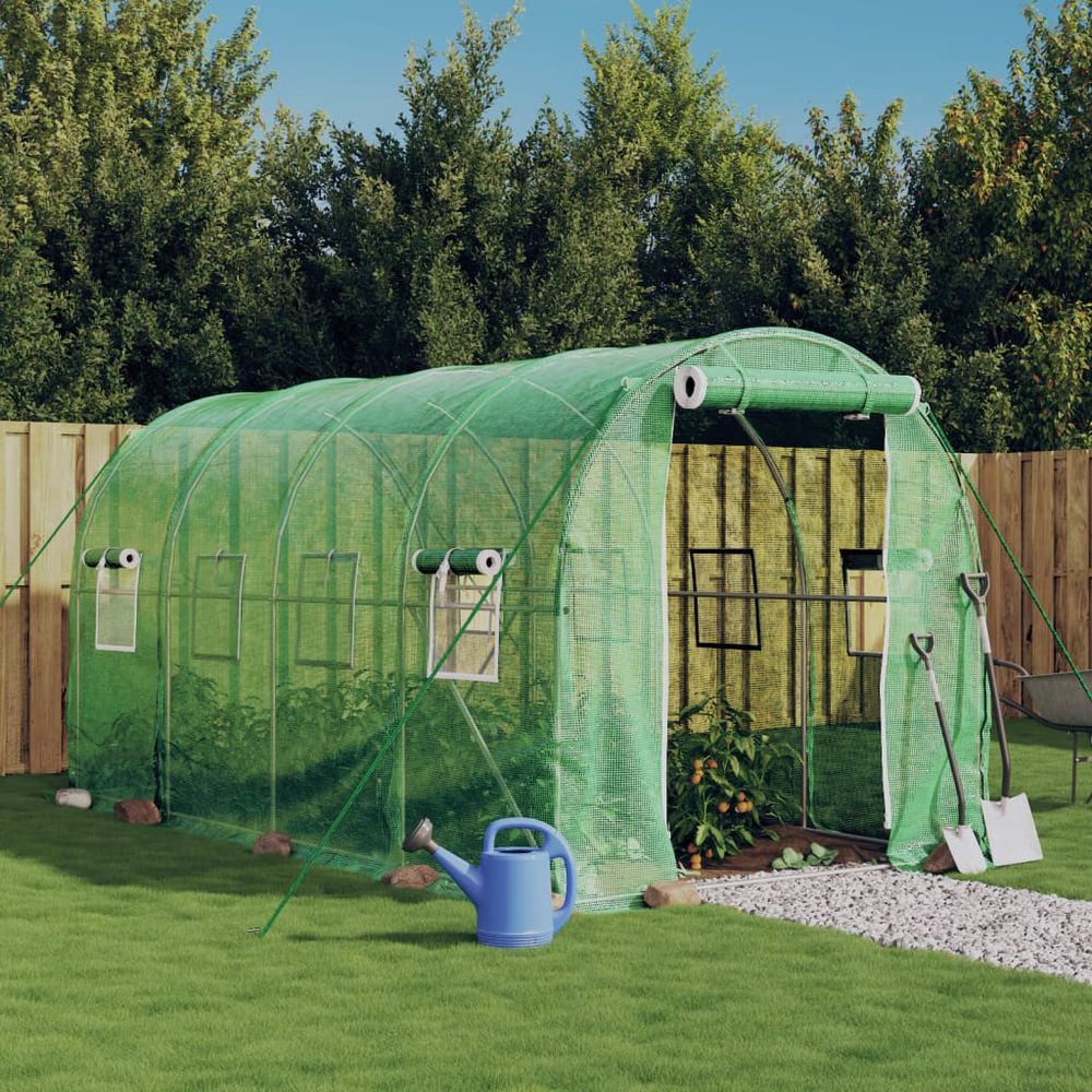 vidaXL Greenhouse with Steel Frame Green 8 m² 4x2x2 m - anydaydirect