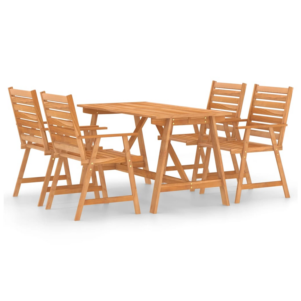 5 Piece Garden Dining Set Solid Acacia Wood - anydaydirect