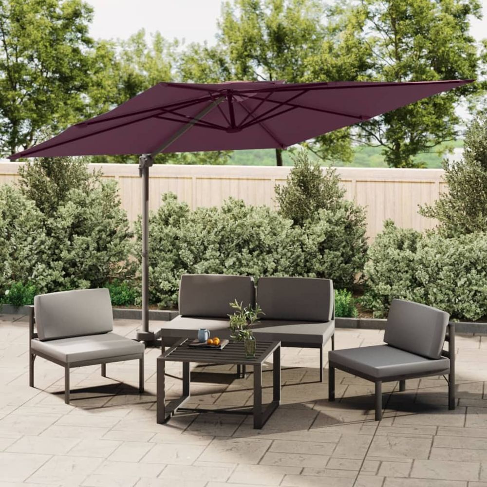 Double Top Cantilever Umbrella Bordeaux Red 300x300 cm - anydaydirect