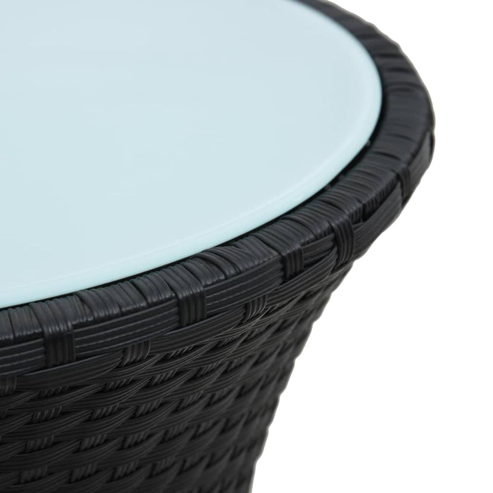 Garden Side Table Drum Shape Black Poly Rattan - anydaydirect