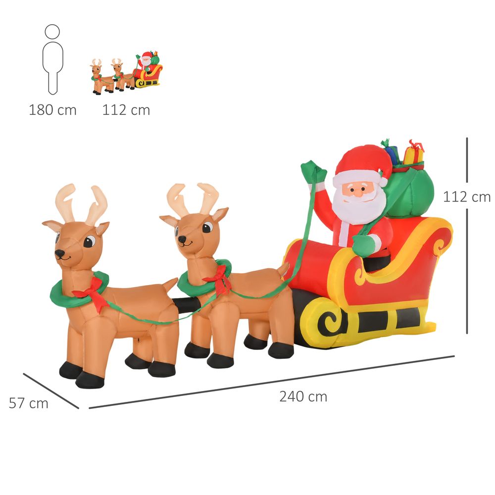 3.5ft Christmas Inflatable Santa Claus on Sleigh LED Indoor Outdoor - anydaydirect