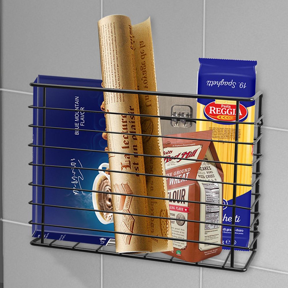 Wall Mounted Kitchen Storage Basket in Black Powder Coating - anydaydirect