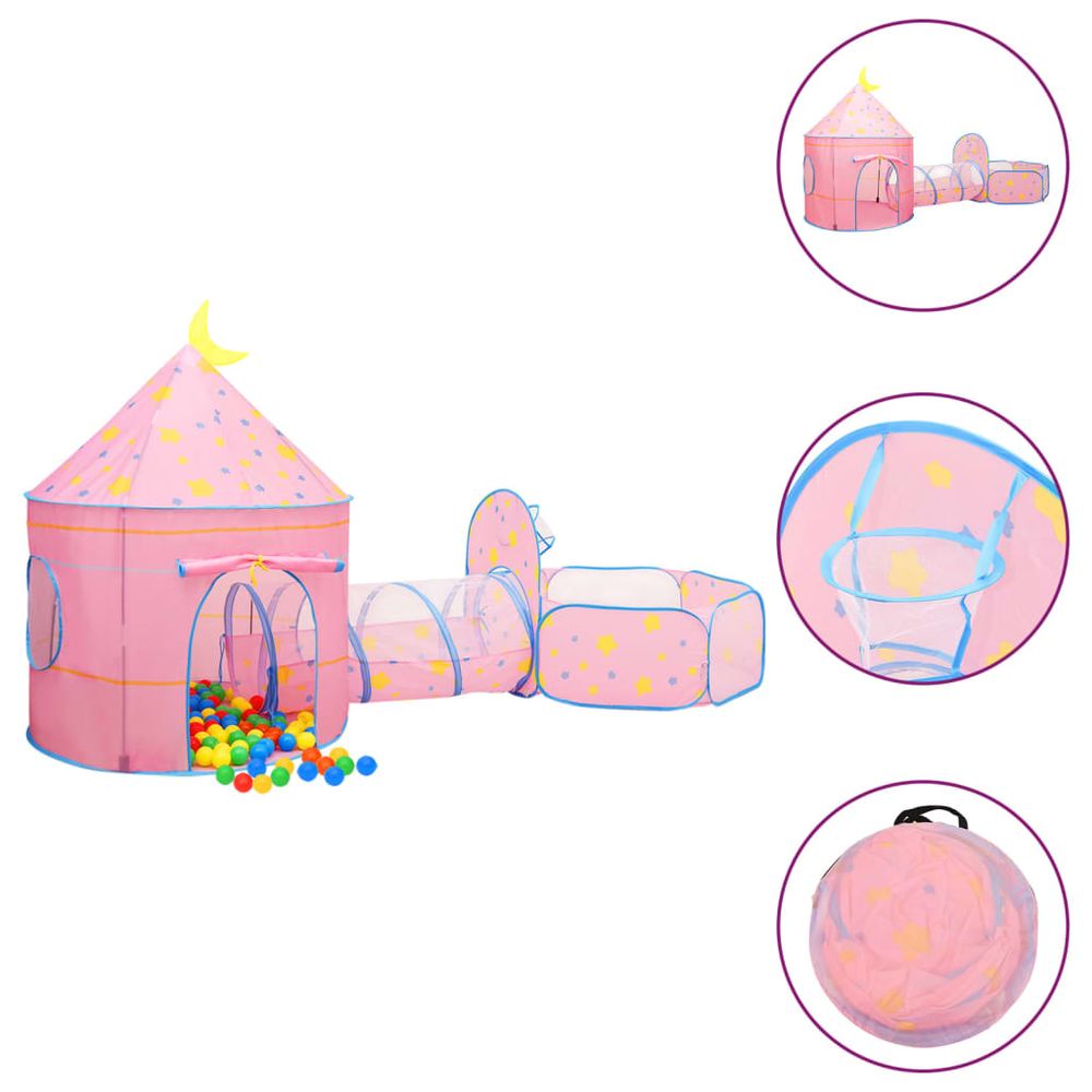 Children Play Tent with 250 Balls Pink 301x120x128 cm - anydaydirect