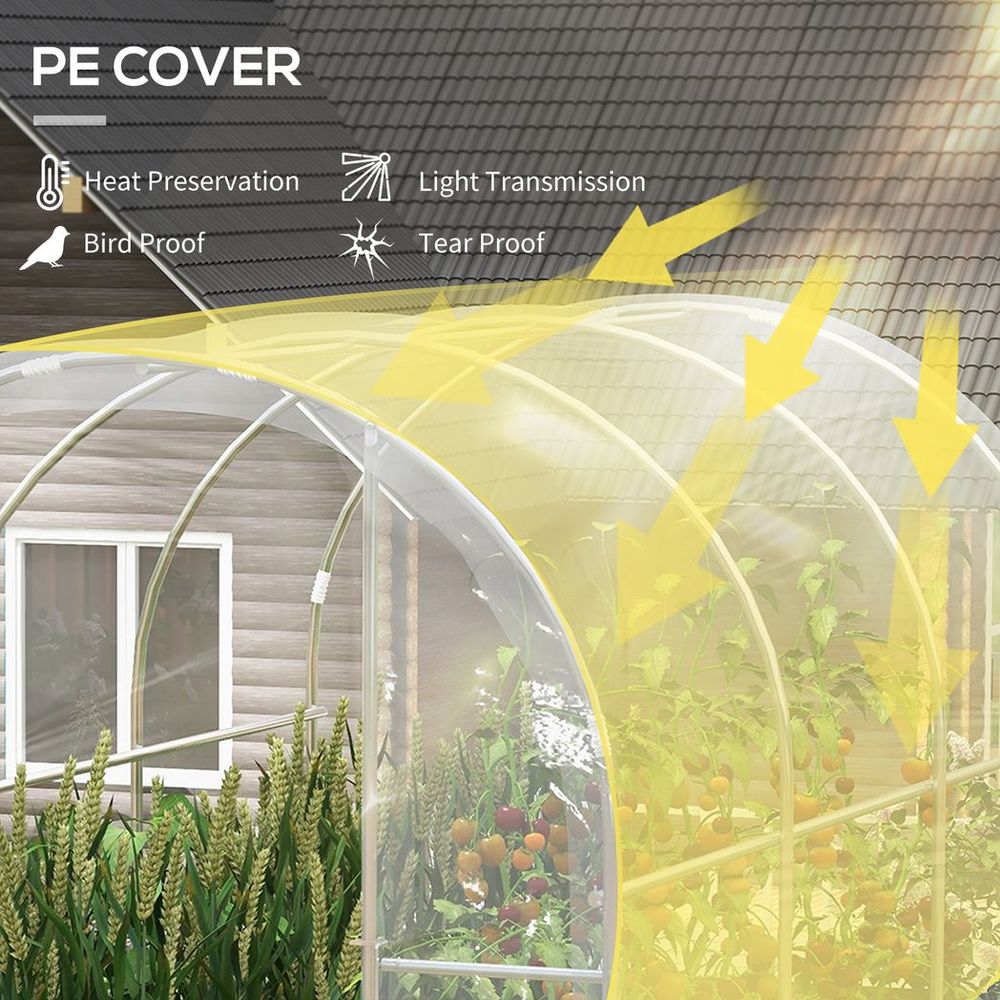 Outsunny 3 x 2 x 2m Polytunnel Greenhouse with Door, Galvanised Steel Frame - anydaydirect