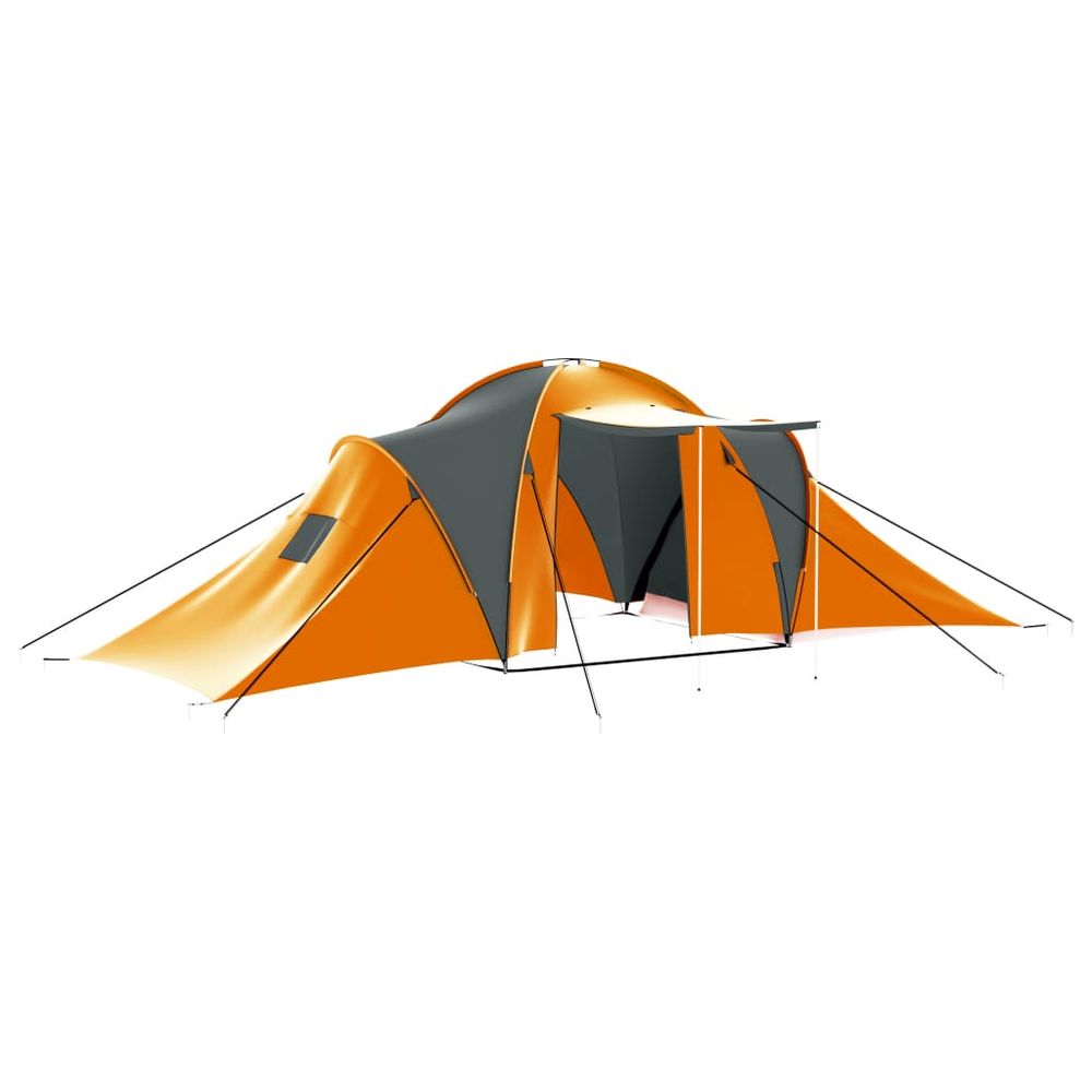 Camping Tent 9 Persons Fabric Grey and Orange - anydaydirect