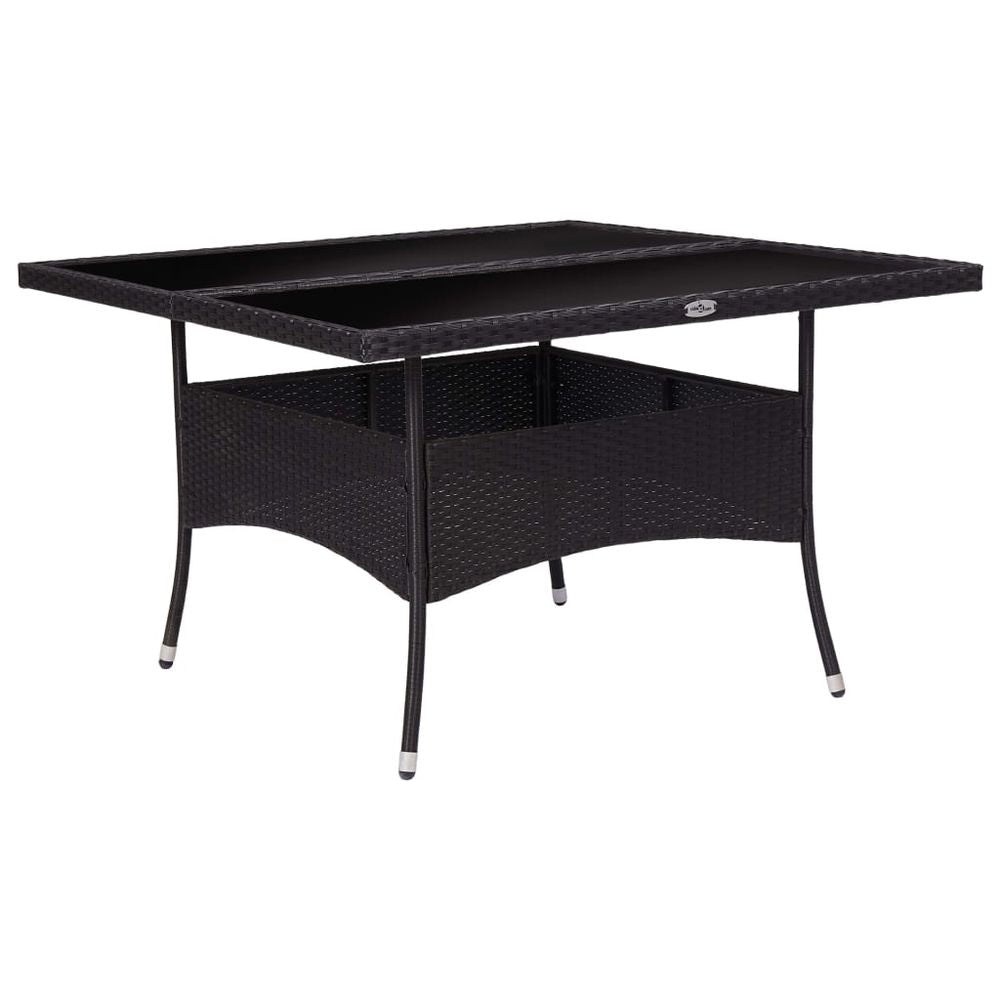 Outdoor Dining Table Black Poly Rattan and Solid Acacia Wood - anydaydirect