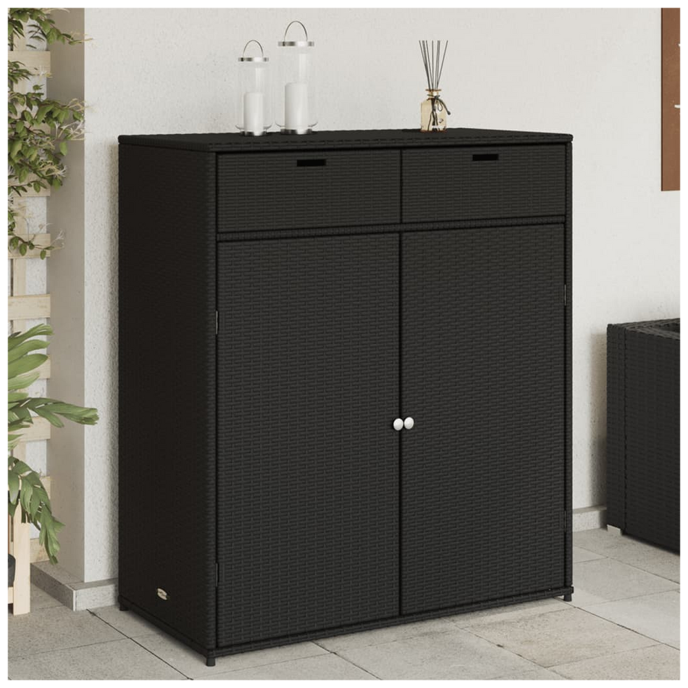 vidaXL Garden Storage Cabinet Black 105x55x113 cm Poly Rattan - anydaydirect