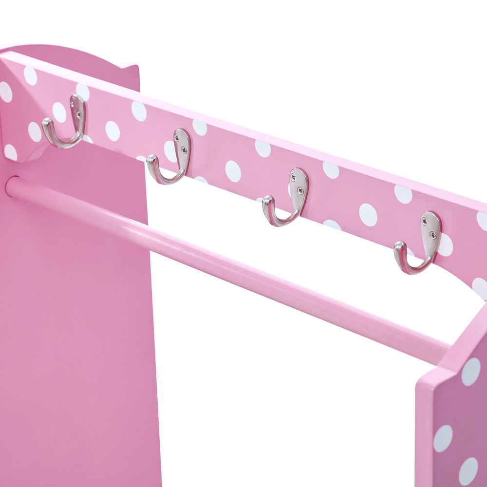 Polka Dot Kids Wooden Clothes Rack Hanger Storage Pink TD-12949A - anydaydirect