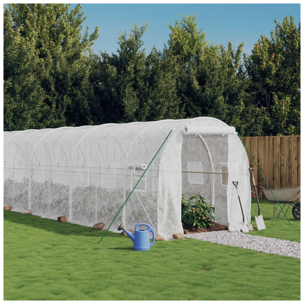 vidaXL Greenhouse with Steel Frame White 12 m² 6x2x2 m - anydaydirect