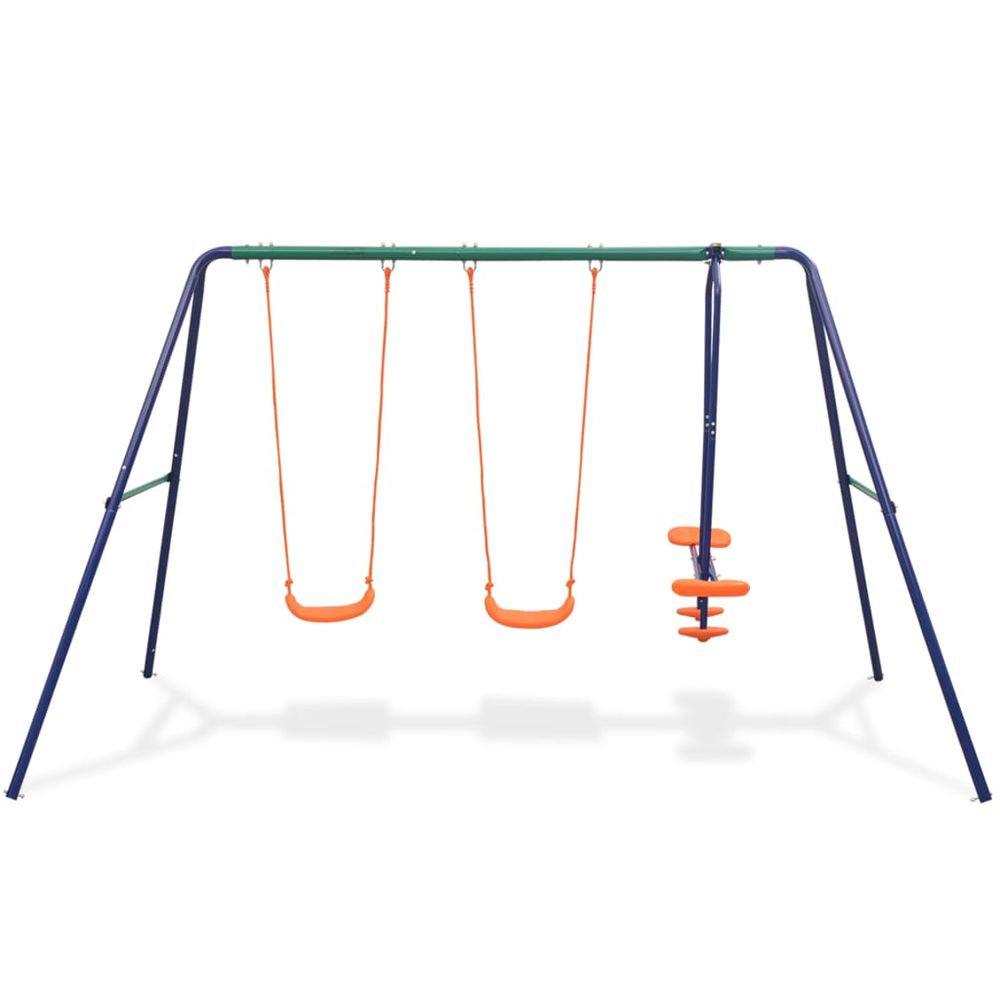Swing Set with 4 Seats Orange - anydaydirect