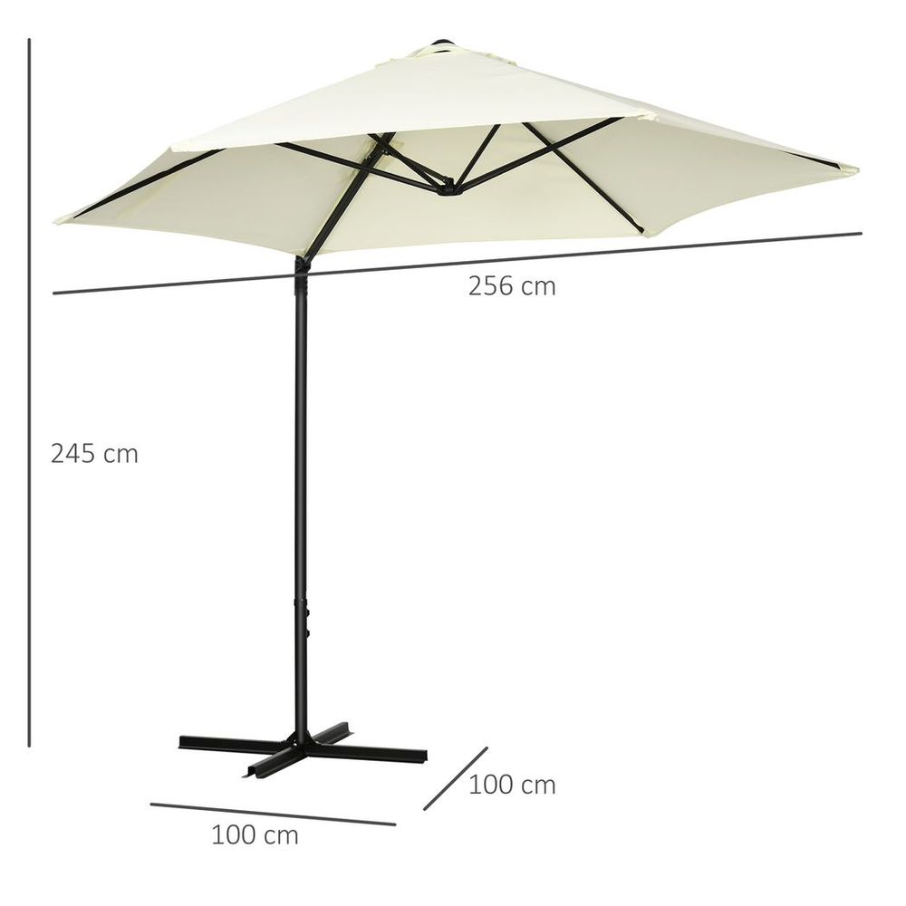 2.5M Garden Cantilever Parasol W/ 360 Rotation and Cross Base, Beige - anydaydirect