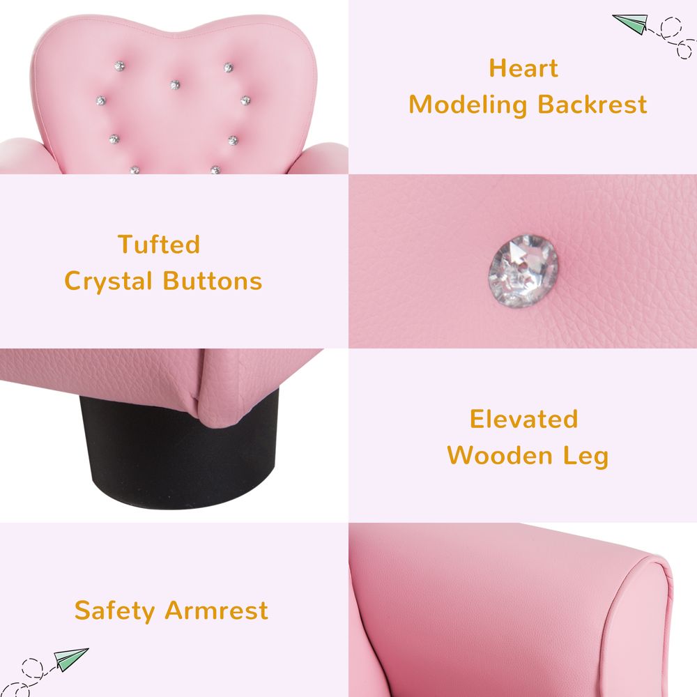 Kids Toddler Sofa Children Armchair Seating Chair Relax Girl Princess Pink - anydaydirect