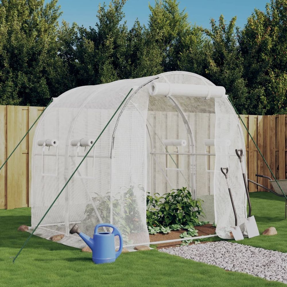 vidaXL Greenhouse with Steel Frame White 4 m² 2x2x2 m - anydaydirect