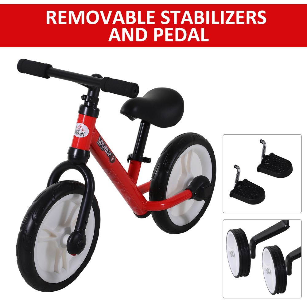 Kids Balance Training Bike Toy w/ Stabilizers For Child 2-5 Years Red HOMCOM - anydaydirect