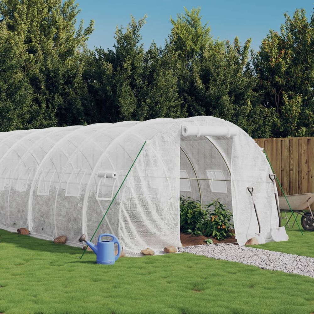vidaXL Greenhouse with Steel Frame White 24 m² 8x3x2 m - anydaydirect