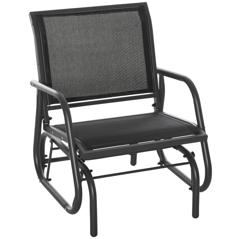 Outdoor Gliding Swing Chair Garden Seat w/ Mesh Seat Curved Back Steel Frame - anydaydirect