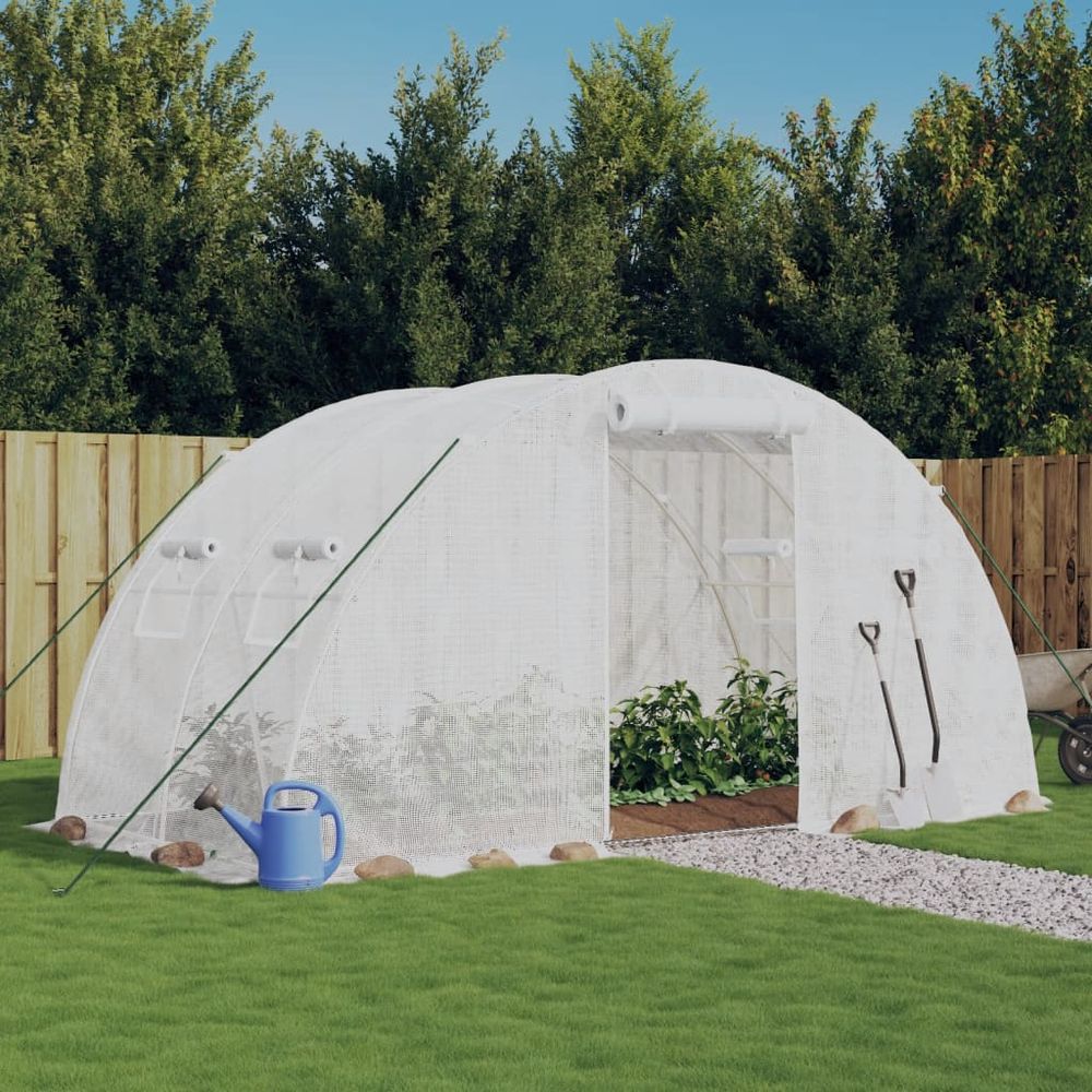 vidaXL Greenhouse with Steel Frame White 8 m² 4x2x2 m - anydaydirect