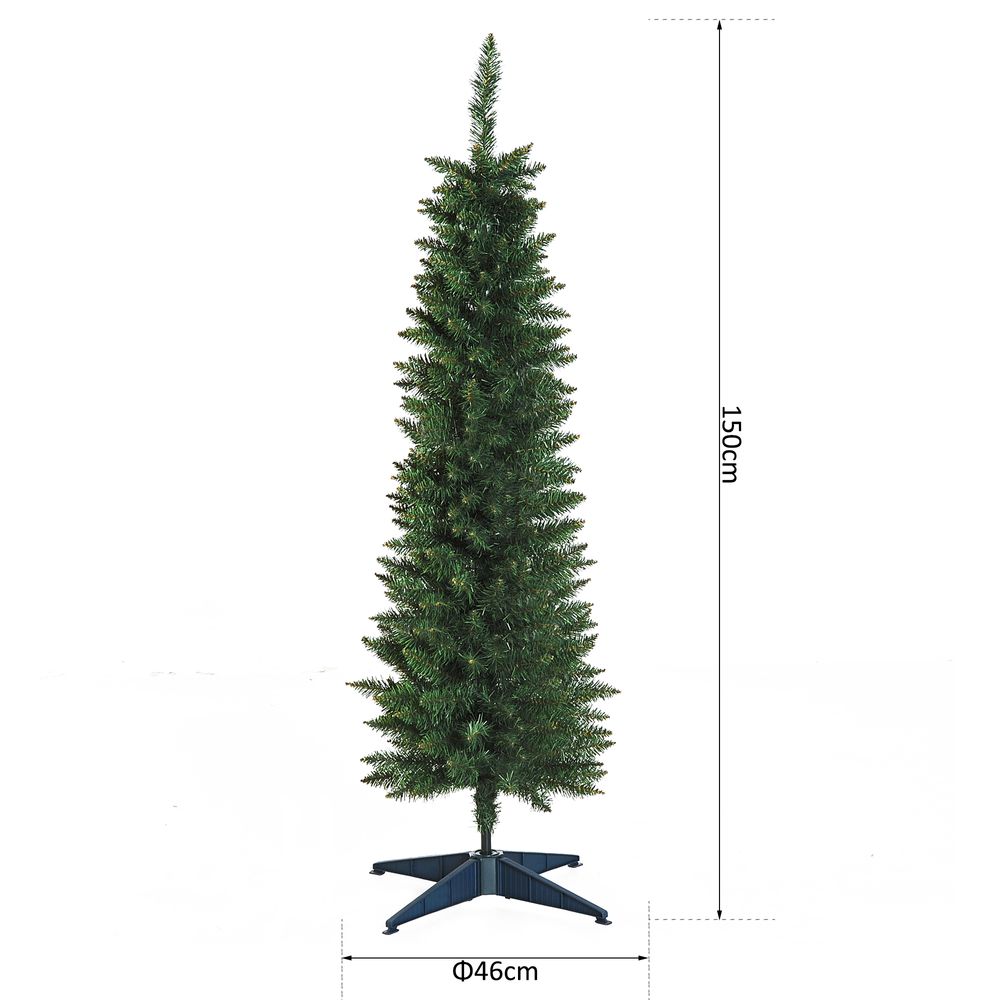 1.5m 5ft Artificial Pine Pencil Slim Christmas Tree 294 Branch Tips with Stand - anydaydirect