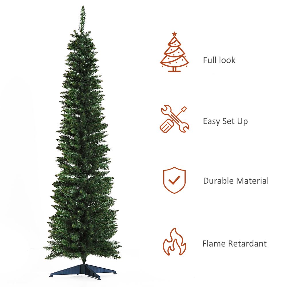 1.8m 6ft Artificial Pine Pencil Slim Tall Christmas Tree with 390 Branch Tips - anydaydirect