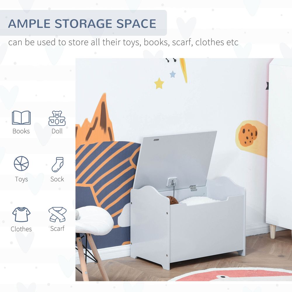 40x60cm Kids Storage Box Toy Organiser for Child 3 Yrs+ Bedroom Grey - anydaydirect