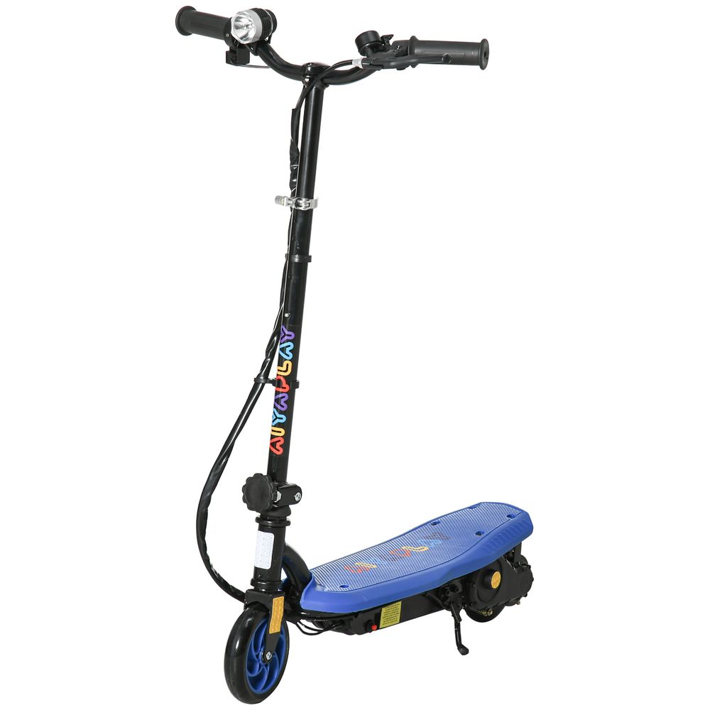 Folding Electric Scooter E-Scooter w/ LED Headlight, for Ages 7-14 Years - Blue - anydaydirect