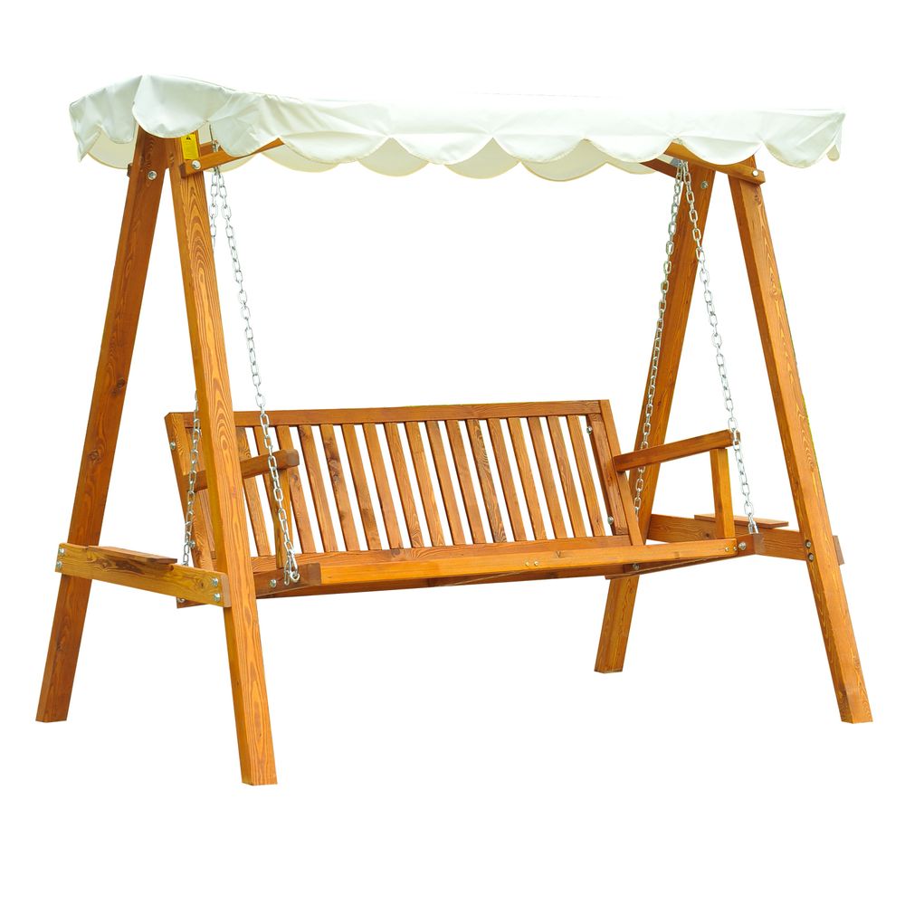3-Seater Wooden Garden Swing Chair Seat Bench - anydaydirect