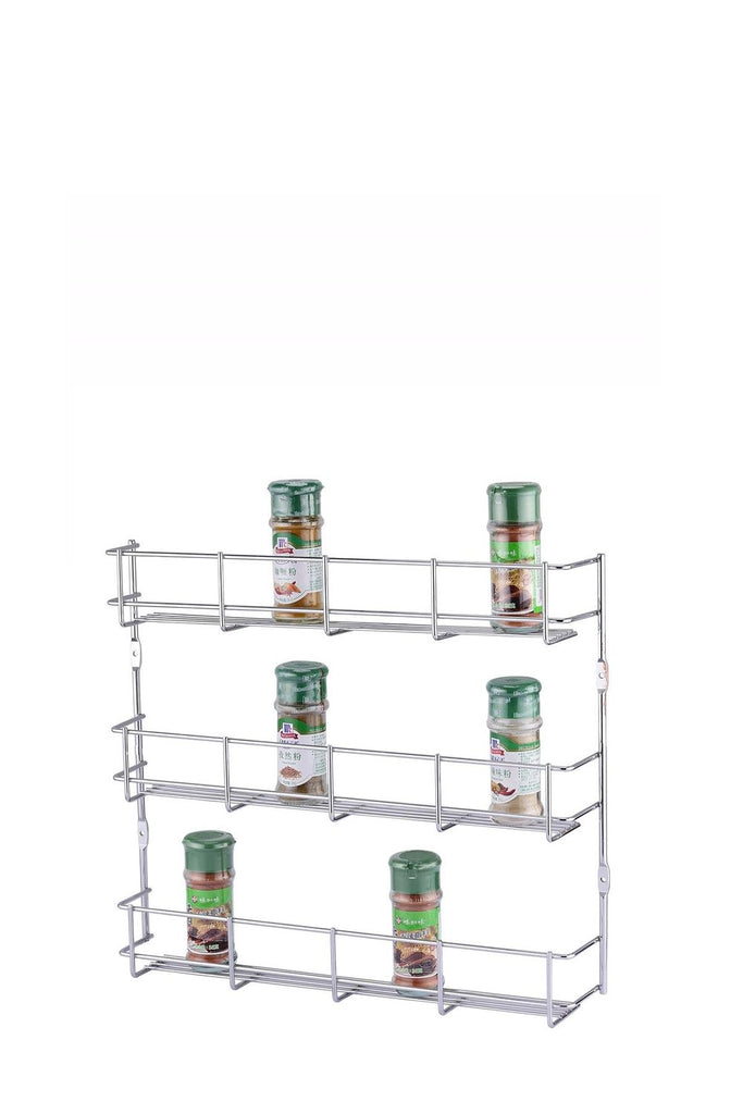 3 Tier Spice Herb Jar Rack Holder Kitchen Door Cupboard Wall Storage - anydaydirect