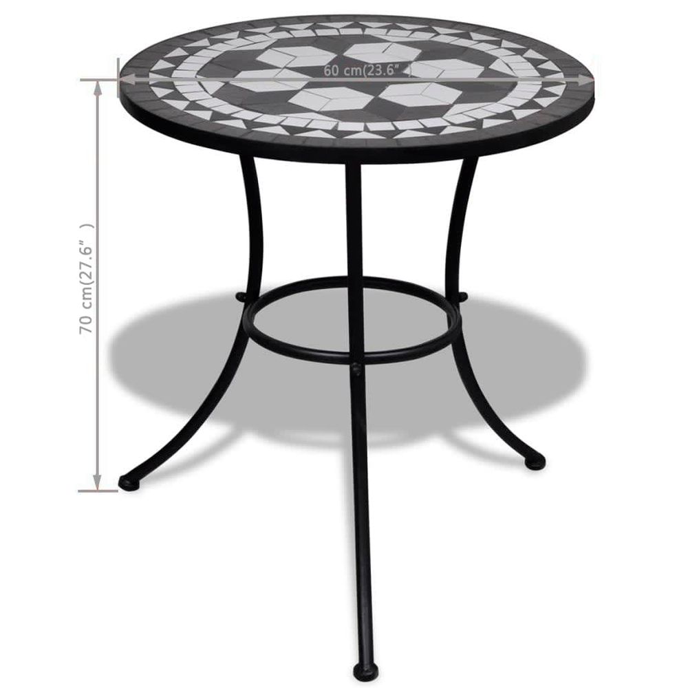 Bistro Table Black and White 60 cm Mosaic - anydaydirect