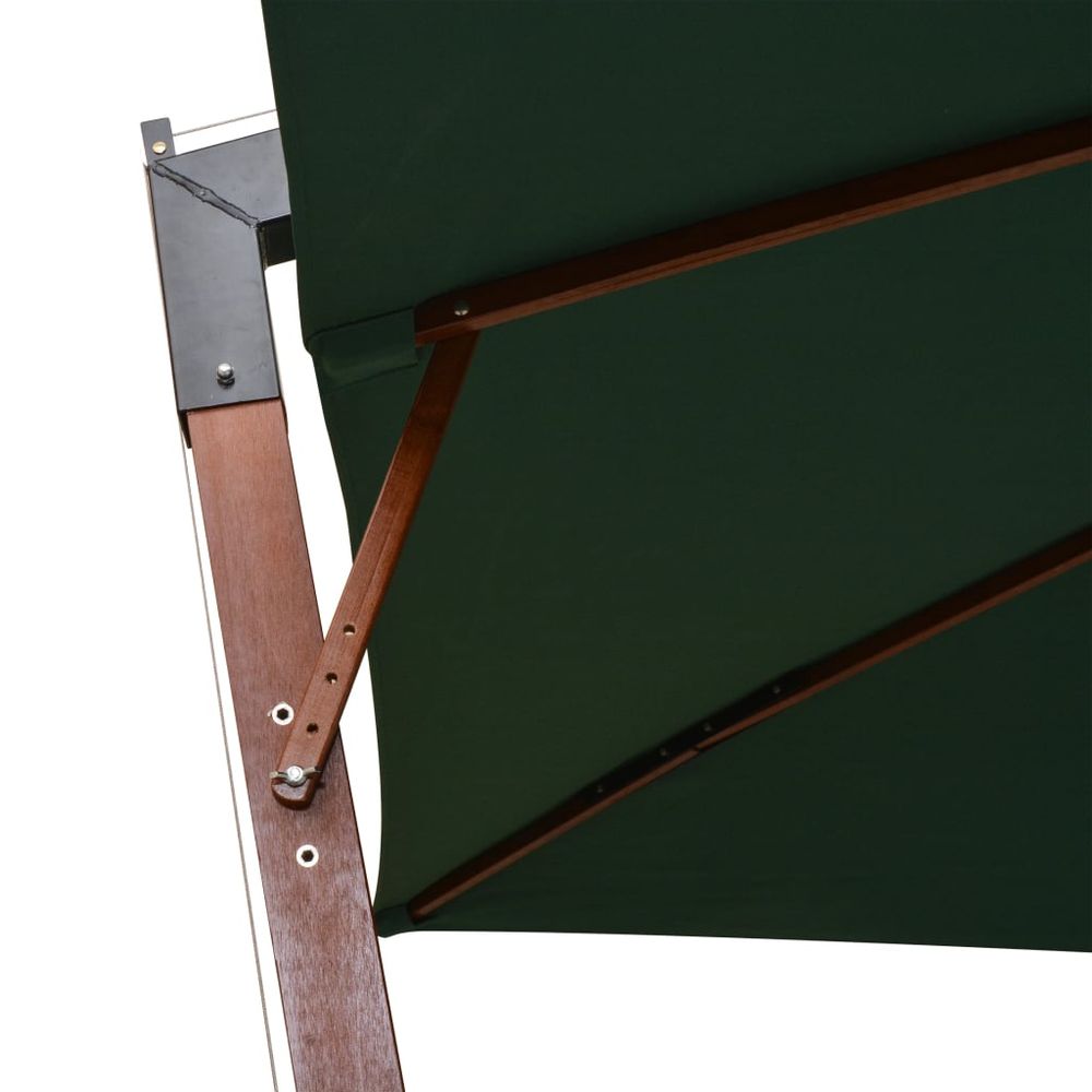 Hanging Parasol 300x300 cm Wooden Pole Green - anydaydirect