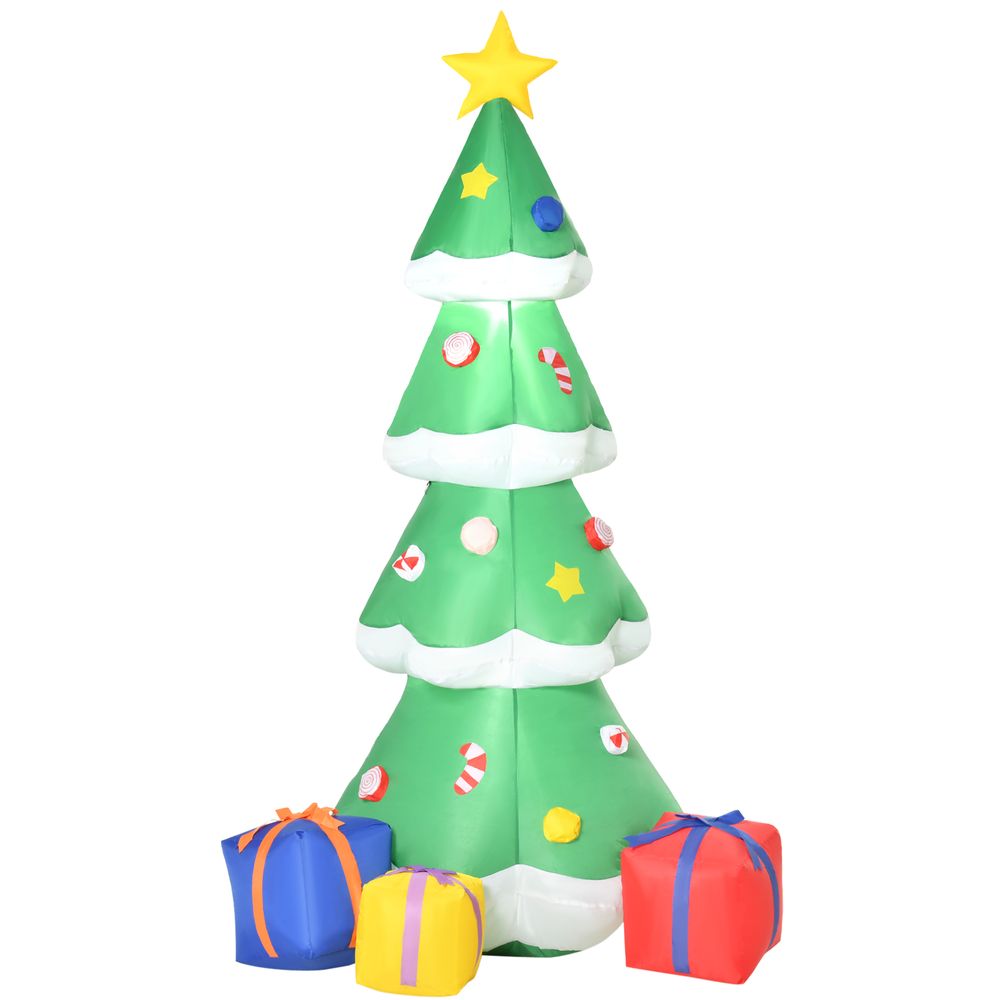 6ft Tall Inflatable Christmas Tree with Star Multicolour Gift Boxes Lighted - anydaydirect