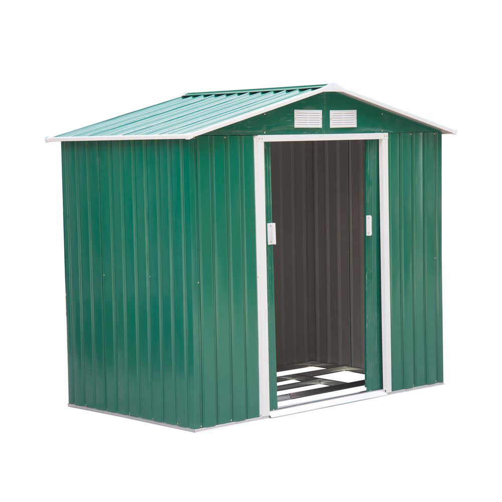 Outsunny Garden Shed Storage Unit w/Locking Door Floor Foundation Vent Green - anydaydirect