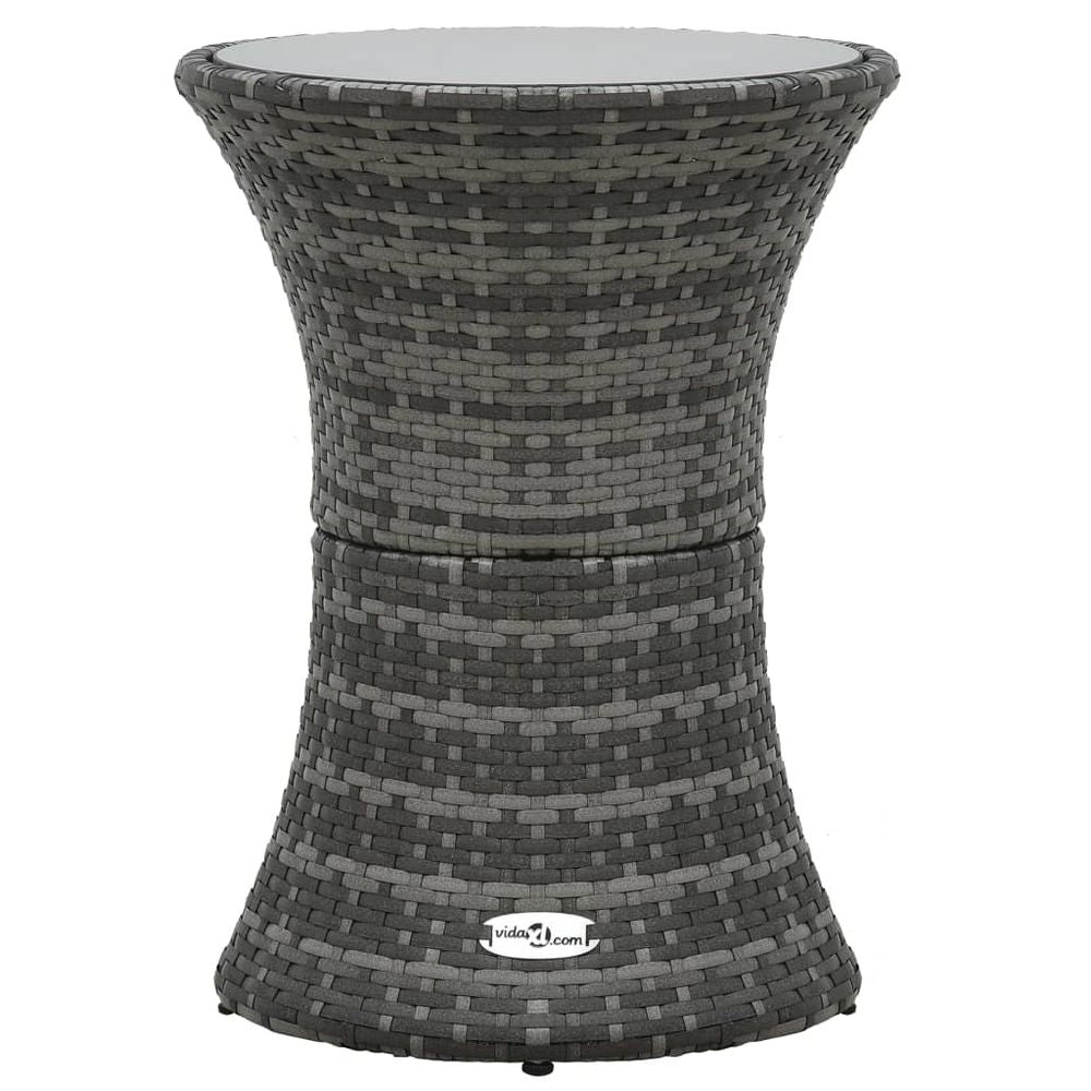 Garden Side Table Drum Shape Black Poly Rattan - anydaydirect