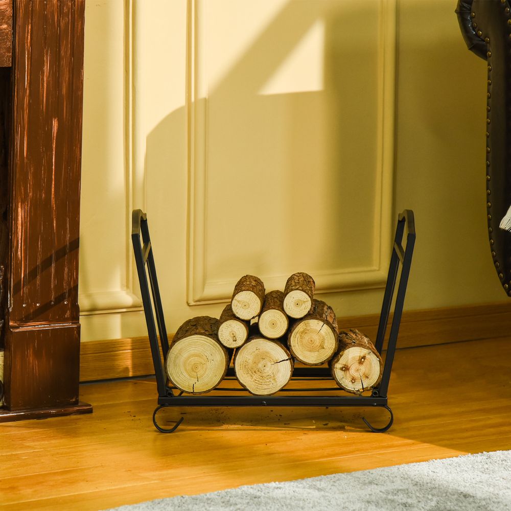 Firewood Log Rack Log Holder Wood Storage Rack with Scrolls Foldable In Outdoors - anydaydirect