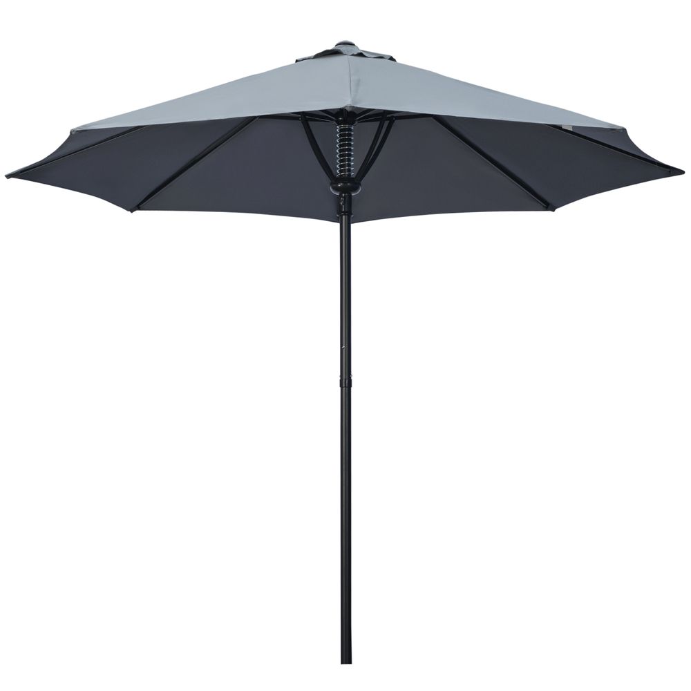 Outsunny Outdoor Market Table Parasol Umbrella Sun Shade with 8 Ribs, Grey - anydaydirect