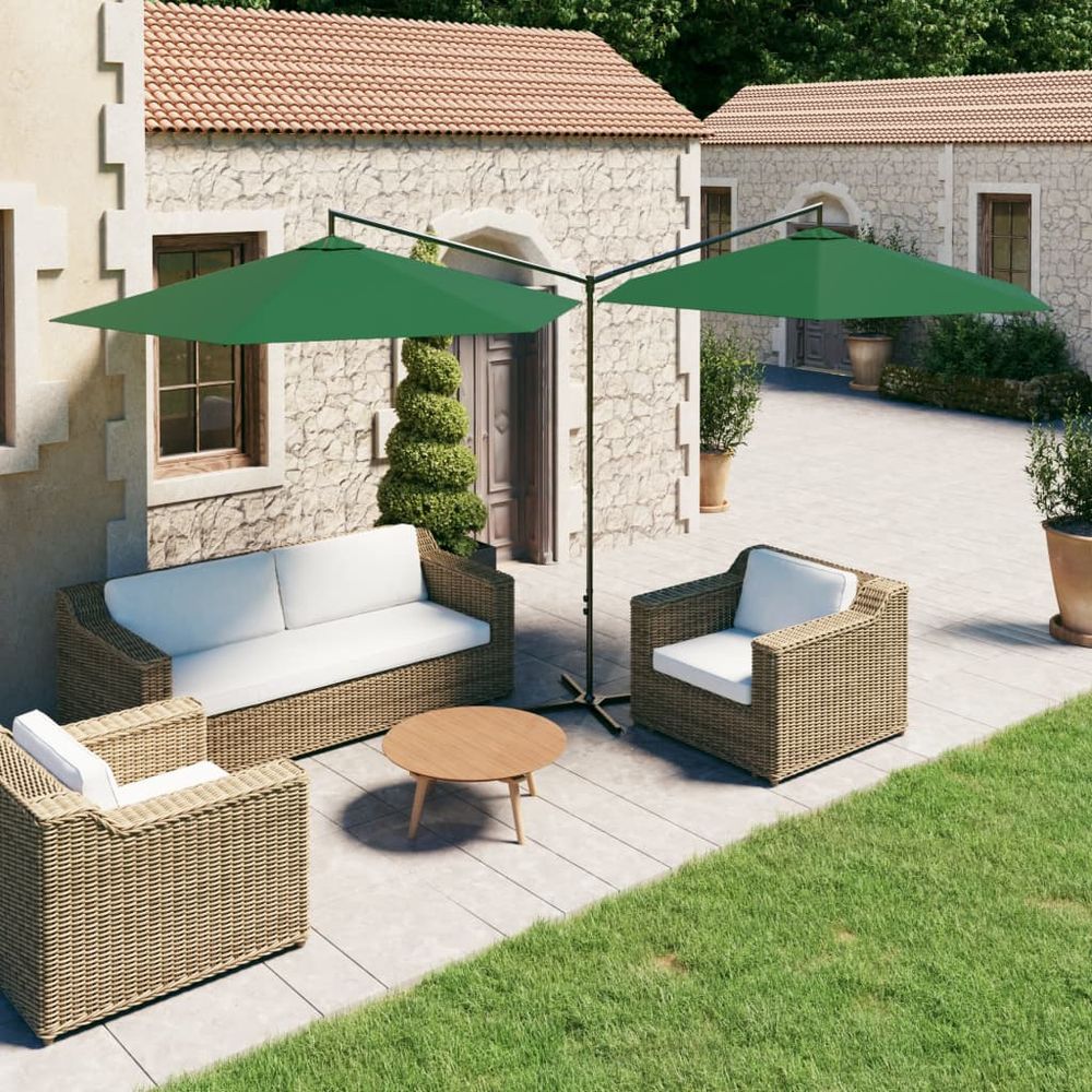 Garden Double Parasol with Steel Pole 600 cm - anydaydirect