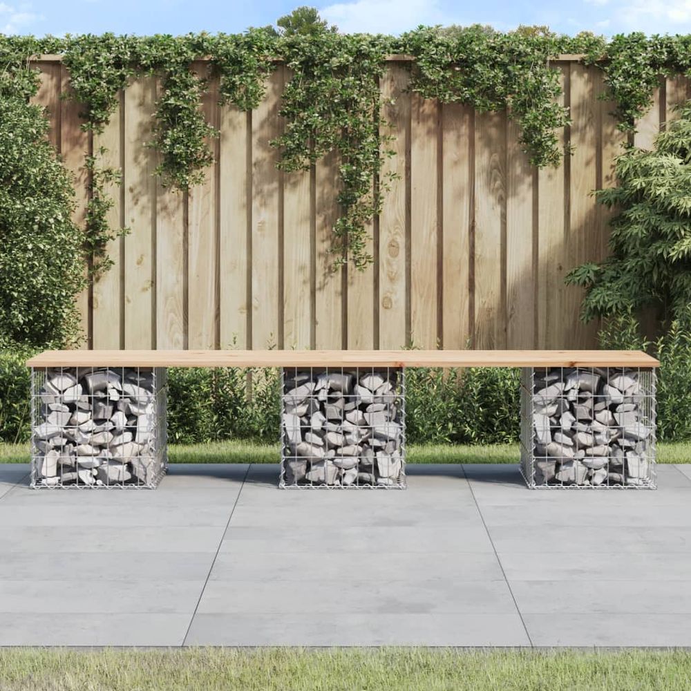 vidaXL Garden Bench Gabion Design 203x44x42 cm Solid Wood Pine - anydaydirect