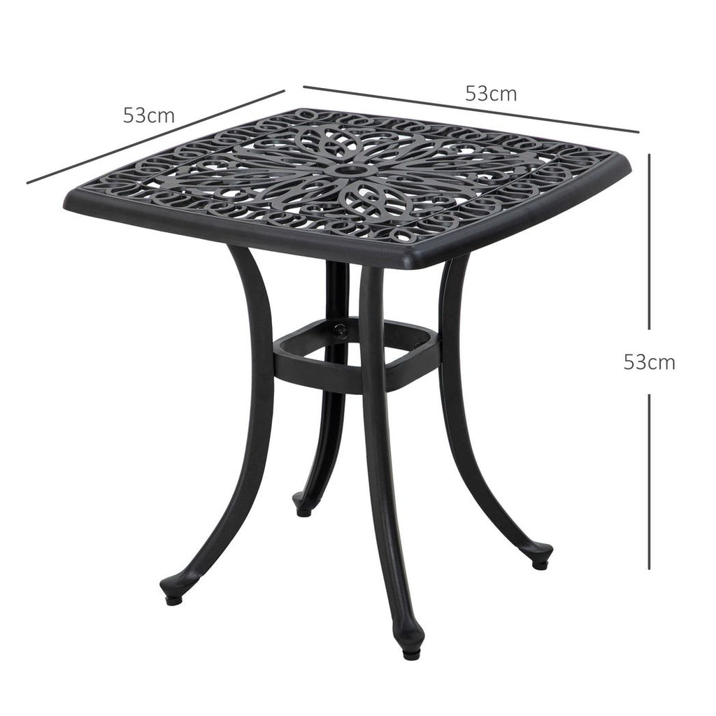Outsunny Cast Aluminium Bistro Table with Umbrella Hole for Poolside, Black - anydaydirect