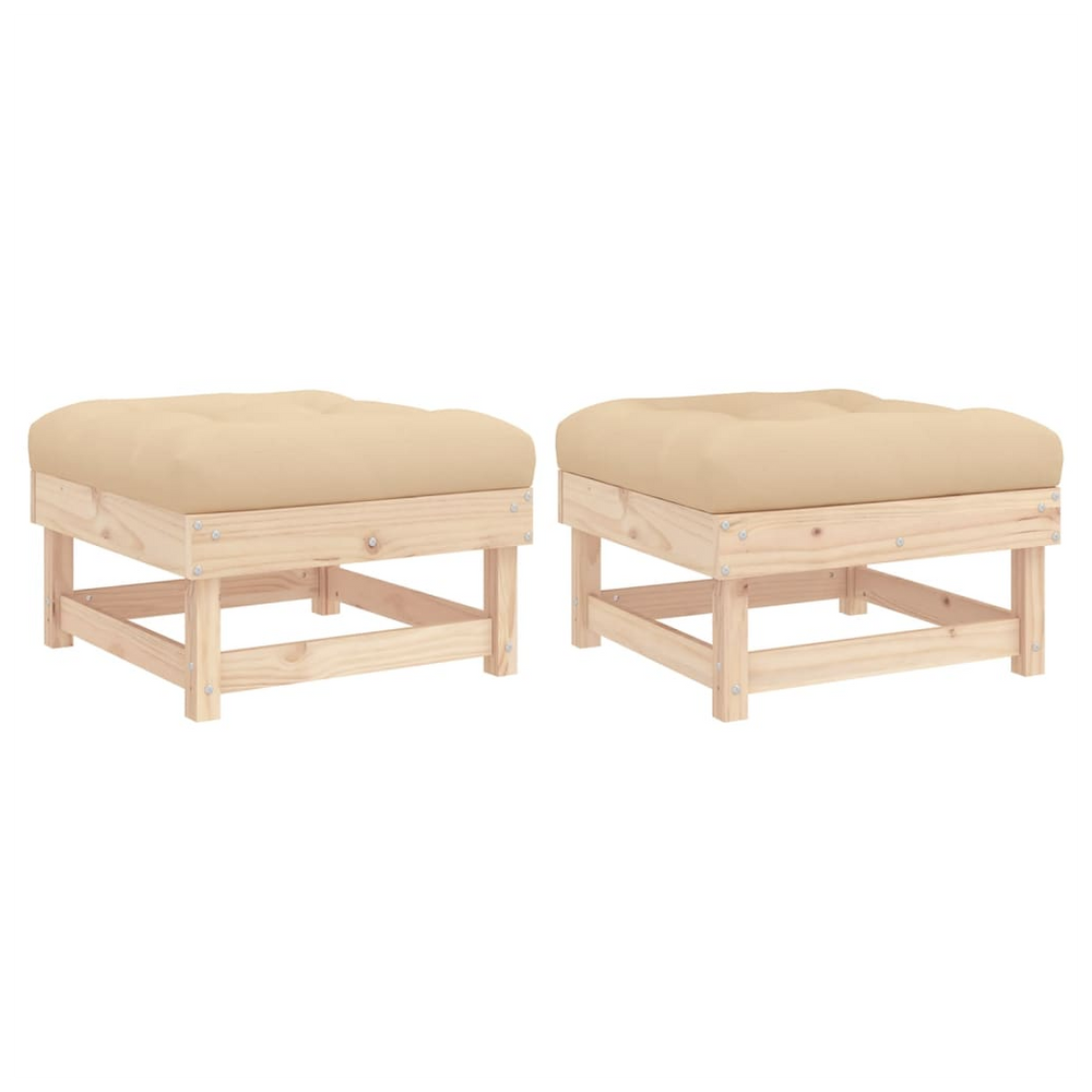 vidaXL Garden Footstools with Cushions 2pcs Solid Wood Pine - anydaydirect