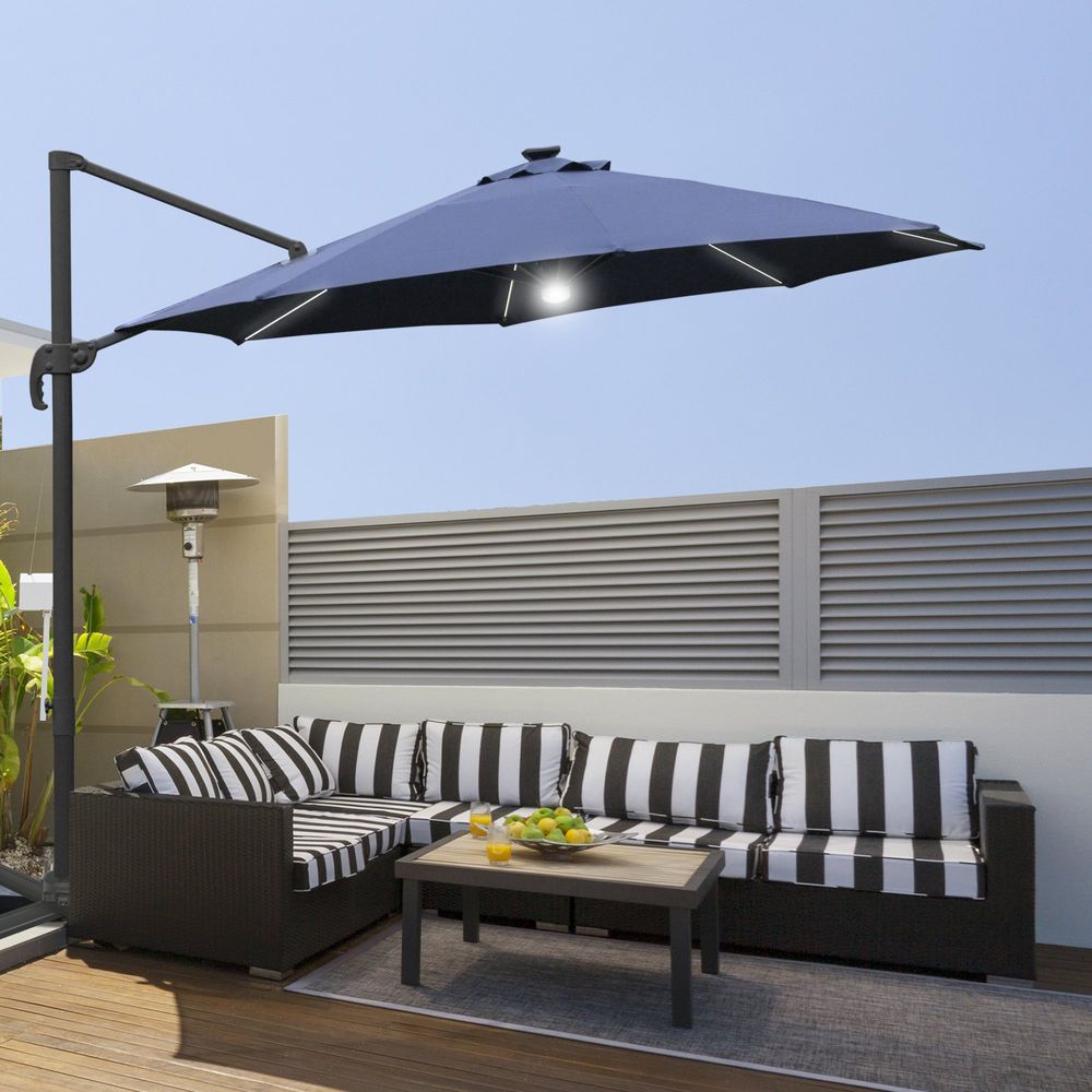 255cm Patio Parasol  Market Table with Push Button 18 Sturdy Ribs - anydaydirect