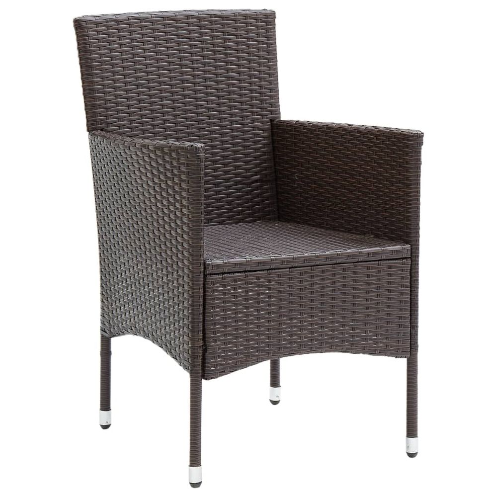 Garden Dining Chairs 2 pcs Poly Rattan Brown - anydaydirect