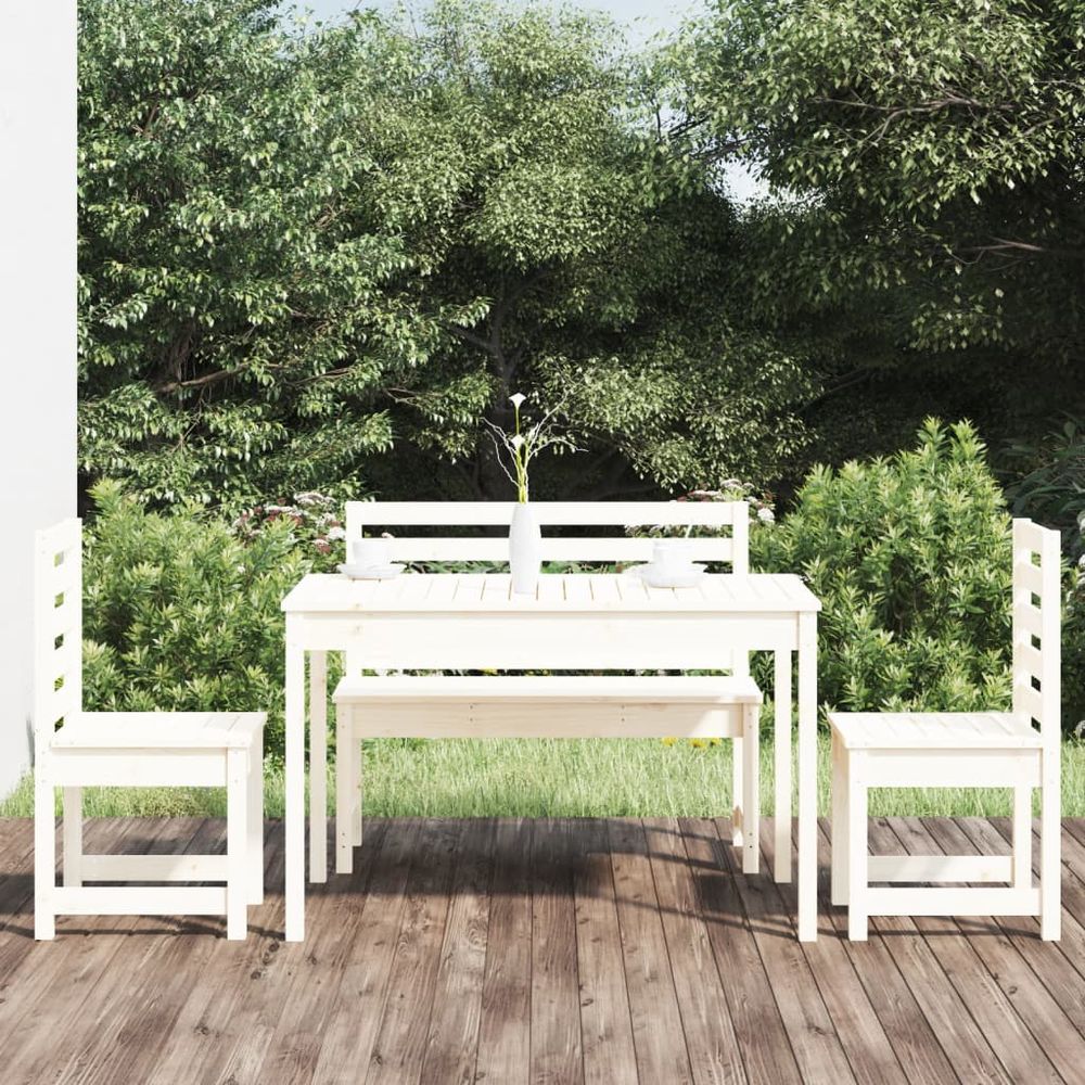 4 Piece Garden Dining Set Solid Wood Pine - anydaydirect